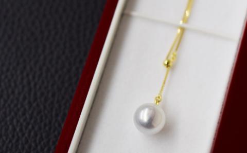 S101-258_天草産 9mm - 9.5mm Yスタイル ネックレス あこや真珠 ナチュラル ベネチアン K18 Pt850 真多麻級