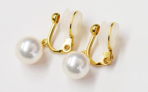 【C：シリコン大 K18YG（イエローゴールド）※ブラ】S101-305_天草産 9mm - 9.5mm あこや真珠 ホワイトピンク 花珠級 イヤリング パールイヤリング C：シリコン大 K18YG（イエローゴールド）※ブラ