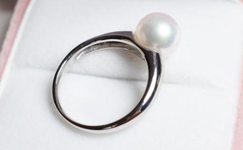 【7号】S101-314_天草産 9-9.5mm プラチナ パール リング ピンク あこや真珠 7号