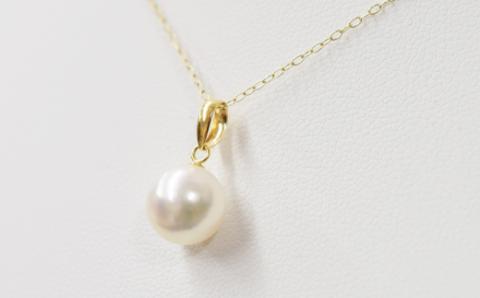 S101-361_天草産 9-9.5mm 花珠級 一粒 ペンダント あこや真珠 ネックレス パール アジャスター【K18YG】 K18YG