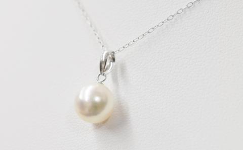 S101-362_天草産 9-9.5mm 花珠級 一粒 ペンダント あこや真珠 ネックレス パール アジャスター【K18WG】 K18WG
