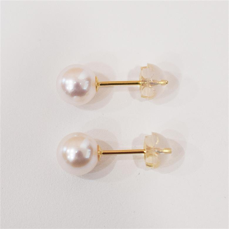 S085-571_あこや真珠 天草 ピアス 6mm - 6.5mm ホワイトピンク 真珠