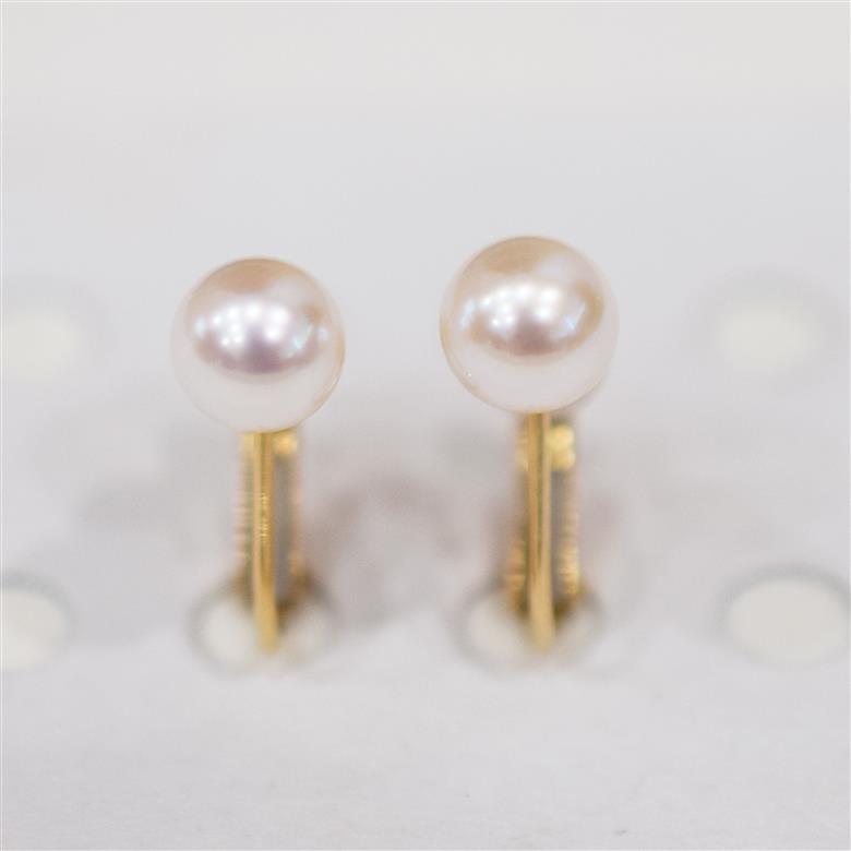 S085-576_あこや真珠 天草 イヤリング 6mm - 6.5mm ホワイトピンク 真珠