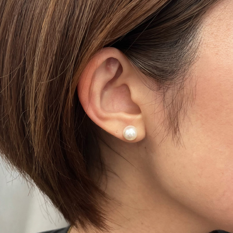 S085-589_あこや真珠 天草 ピアス 7.5mm - 8mm ホワイトピンク 真珠