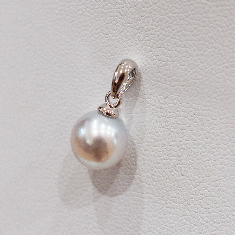 S101-376_あこや真珠 ナチュラルカラー 8.5mm - 9mm 1粒 ペンダントトップ SV925 シルバー925 真珠 チェーンなし