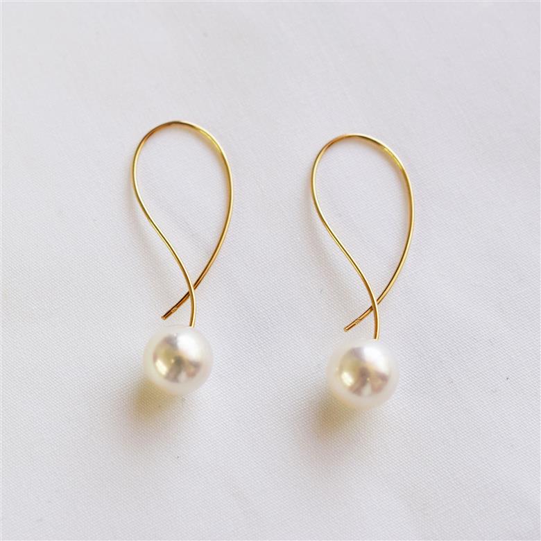 S101-432_あこや真珠 ピアス フック クロス 8mm - 8.5mm ホワイトピンク