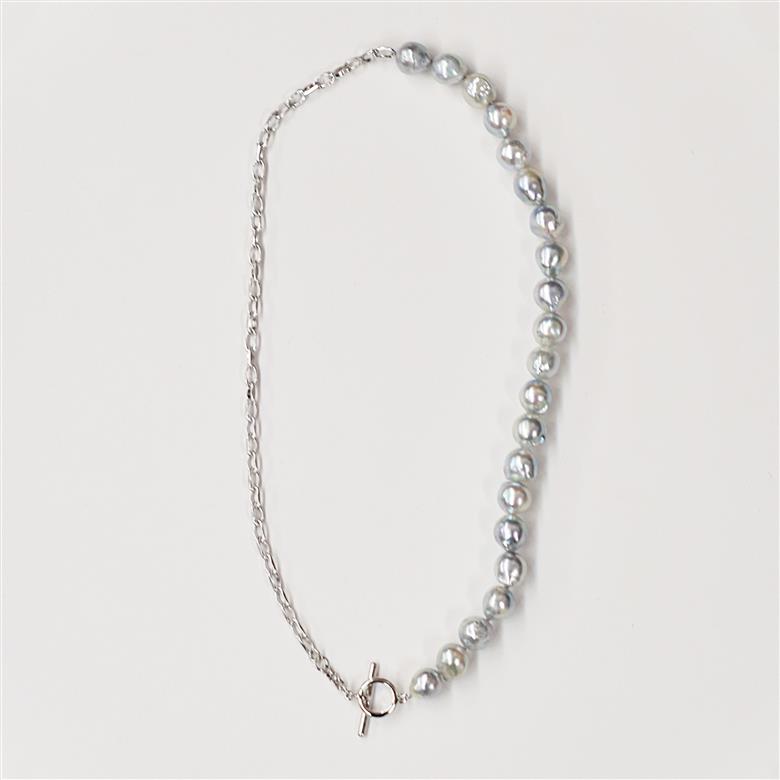 S101-441_あこや真珠 天草 ネックレス バロック 9mm - 9.5mm ナチュラル 無調色 マンテル