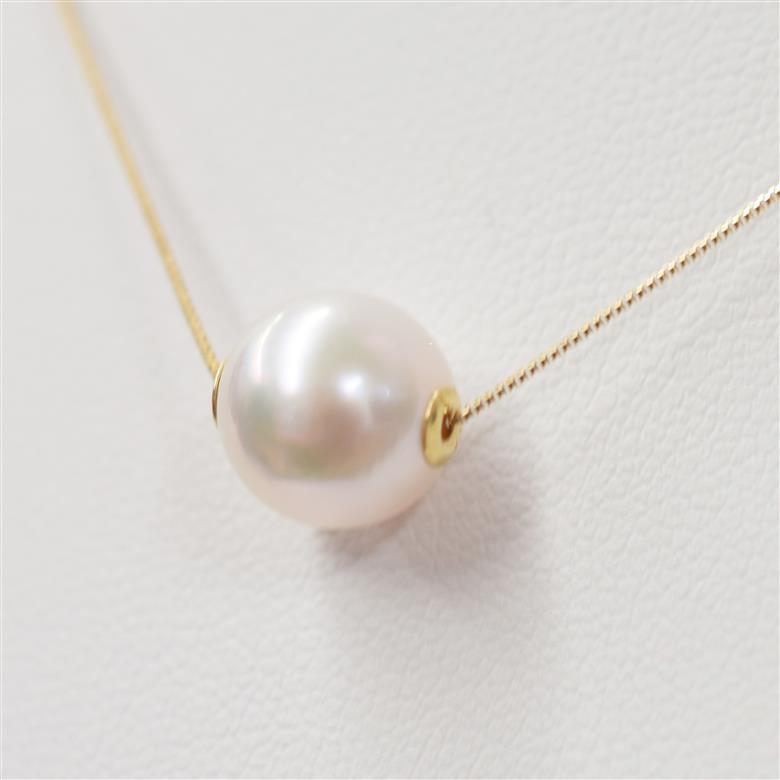 S101-450_あこや真珠 天草 ネックレス ピンク スルー シリコン  9mm - 9.5mm 調色