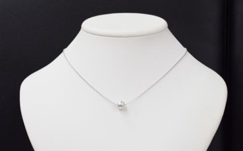 S085-382_8.5mm - 9mm ネックレス あこや真珠 ナチュラルカラー 1粒 ネックレス スルーネックレス SV925 シルバー925［A］あずきチェーン ［A］あずきチェーン