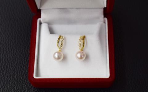 S085-274_天草産 7.5mm - 8mm 半貴石 ピアス あこや真珠 ホワイトピンク スタッド ホワイトトパーズ 花珠級