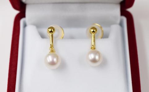 【G：イヤリング SV925（ゴールド）※ブラ】S085-325_天草産 8mm-8.5mm あこや真珠 ホワイトピンク 花珠級 スタッド パールピアス イヤリング G：イヤリング SV925（ゴールド）※ブラ