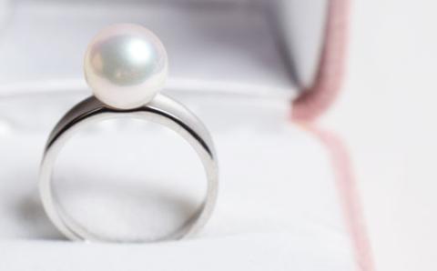 S085-340_天草産 プラチナ パール リング あこや真珠 ピンク　5号 5号