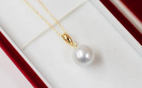 S085-368_8.5mm - 9mm ネックレス あこや 真珠 ナチュラル 1粒 ネックレス ペンダント K18 珍珠【K18YG】 K18YG