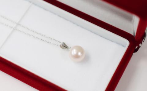 S085-380_天草産 8-9mm 花珠級 あこや真珠 一粒 ペンダント ネックレス パール【K14WG】 K14WG