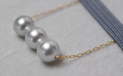 S101-218_天草産 8-9mm アジャスター シルバー あこや真珠 ペンダント ネックレス パール 3連
