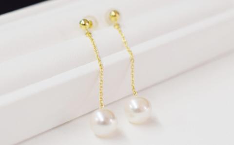 S101-240_天草産 7.5mm - 8mm アメリカン ピアス あこや真珠 ホワイトピンク スタッド 揺れる 花珠級