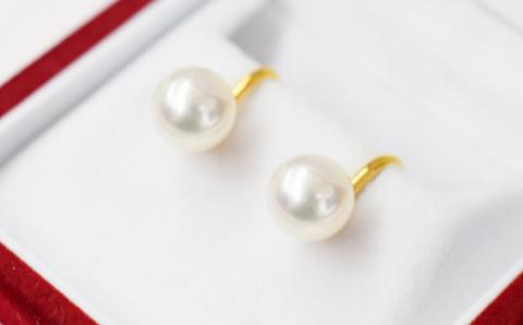 【E：イヤリング SV925（ゴールド）※直結タイプ】S101-298_天草産 9mm - 9.5mm あこや真珠 ホワイトピンク 花珠級 スタッド パール E：イヤリング SV925（ゴールド）※直結タイプ