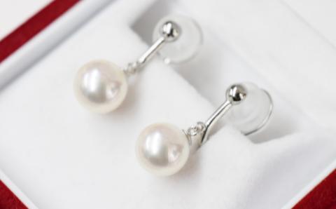 【H：イヤリング SV925（シルバー）※ブラタイプ】S101-301_天草産 9mm - 9.5mm あこや真珠 ホワイトピンク 花珠級 スタッド パール H：イヤリング SV925（シルバー）※ブラタイプ