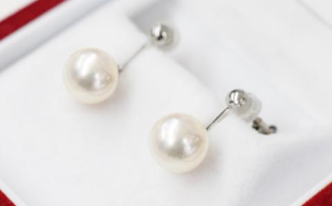 【H：シリコン小 K14WG（ホワイトゴールド）※ブラ】S101-310_天草産 9mm - 9.5mm あこや真珠 ホワイトピンク 花珠級 イヤリング パールイヤリング H：シリコン小 K14WG（ホワイトゴールド）※ブラ