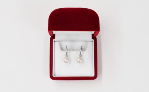 S101-335_あこや真珠 パール ピアス ピンク フープ スタッド 両耳 8mm - 8.5mm【K14WG】 K14WG