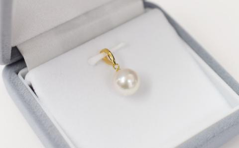 S101-341_9mm - 9.5mm チェーンなし ホワイトピンク あこや真珠 花珠級 ペンダントトップ パール【K18YG】 K18YG