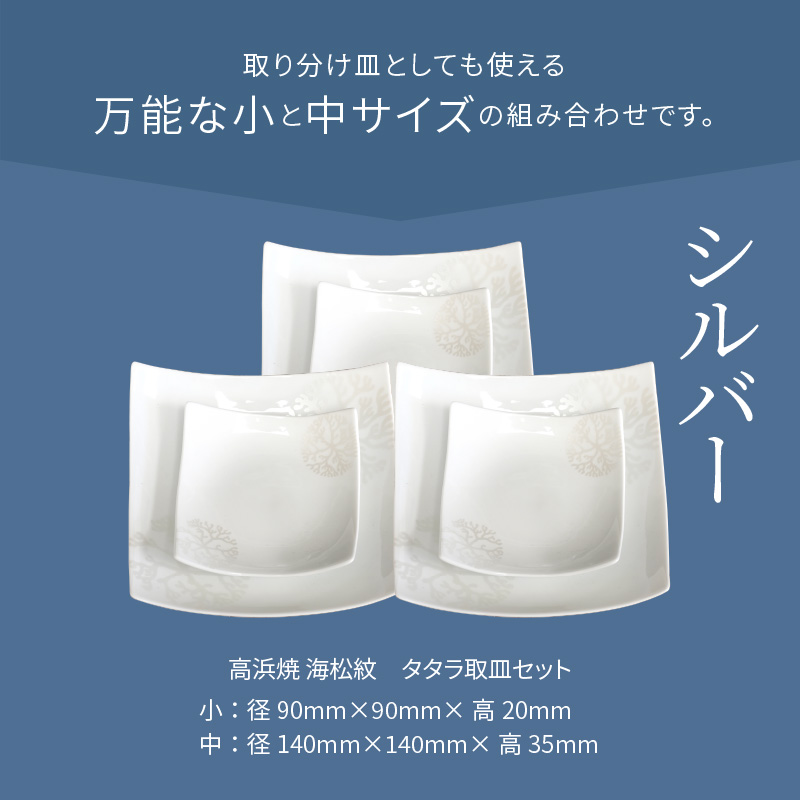 S026-109_天草 高浜焼 タタラ取皿セット シルバー3セット