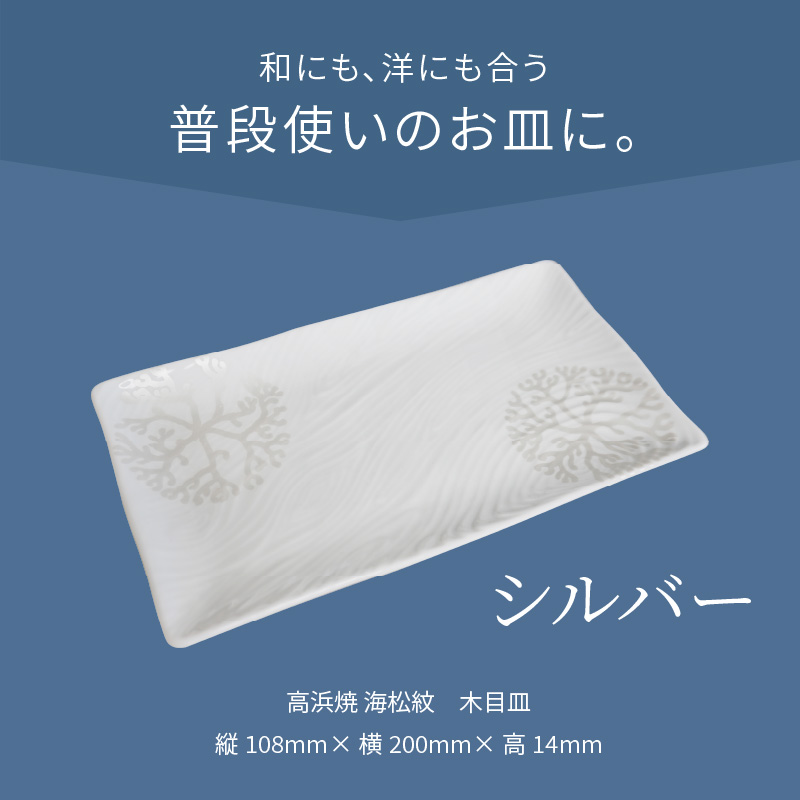 S026-146_天草 高浜焼 木目皿 シルバー1枚