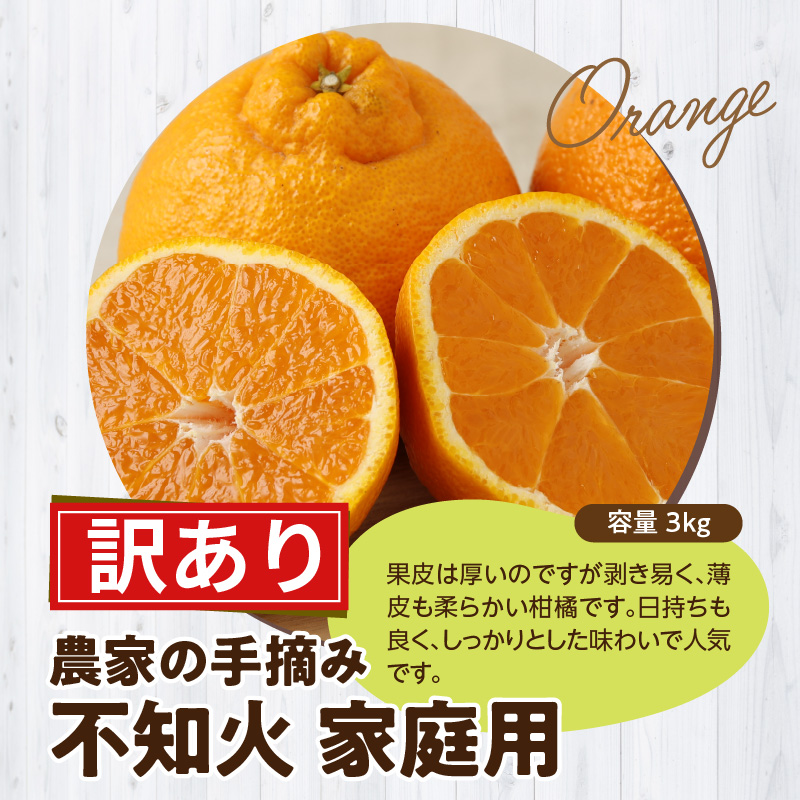S040-030_【訳あり】農家の手摘み　不知火　家庭用　3kg ≪順次発送≫