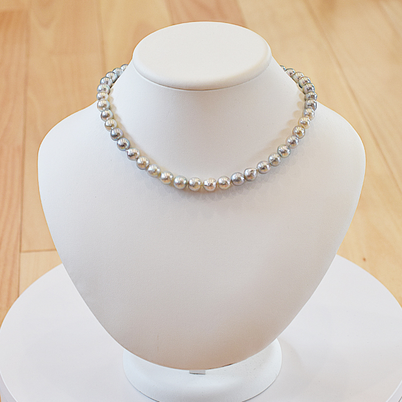 S085-390_あこや真珠 バロックパール 8mm - 9mm ネックレス チョーカー SV925 シルバー925 真珠 シンプル