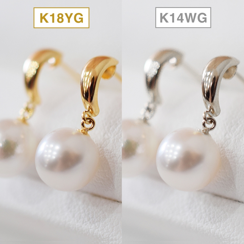 S085-509_あこや真珠 天草 ピアス 7.5ｍｍ - 8mm ホワイトピンク 真珠 つや 半円