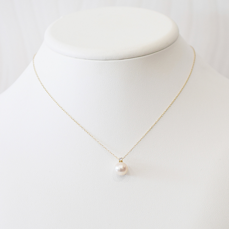 S085-550_あこや真珠 ペンダント ネックレス 8mm - 8.5mm K10 天草 熊本 ホワイトピンク 誕生石 6月 ムーンストーン 半貴石 本真珠