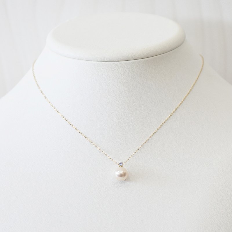 S085-568_あこや真珠 ペンダント ネックレス 8ｍｍ - 8.5mm 天草 熊本 ホワイトピンク 誕生石 12月 タンザナイト 半貴石 本真珠