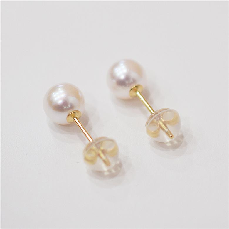 S085-571_あこや真珠 天草 ピアス 6mm - 6.5mm ホワイトピンク 真珠