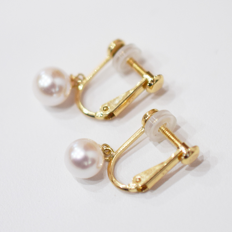 S085-576_あこや真珠 天草 イヤリング 6mm - 6.5mm ホワイトピンク 真珠