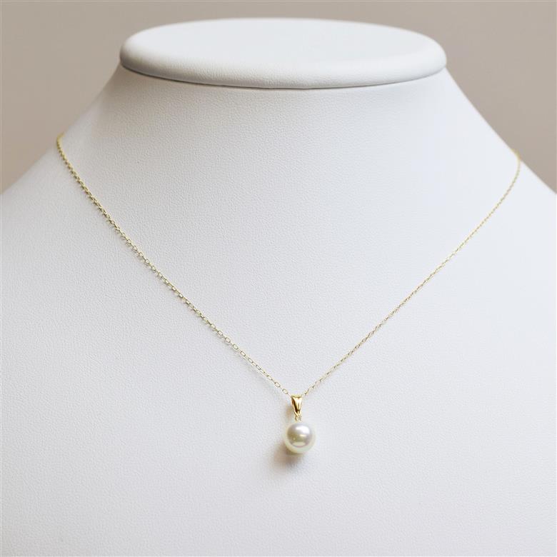 S101-435_あこや真珠 天草 ペンダント ネックレス ダイヤモンド 8mm - 8.5mm ホワイトピンク