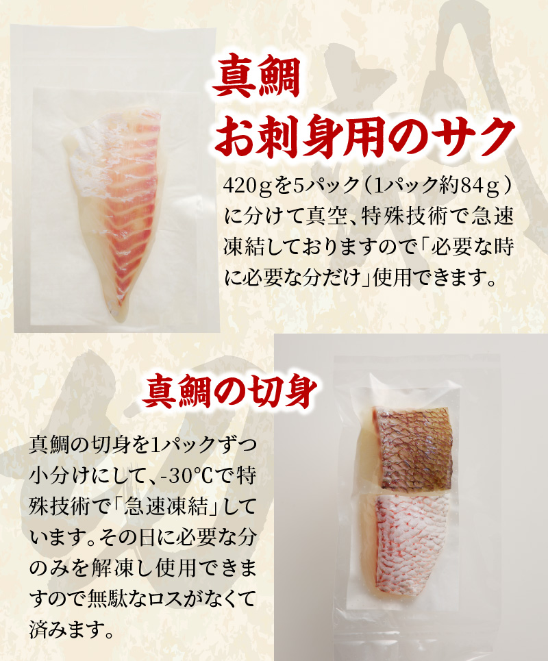 S106-019-T06_【定期便6回】真鯛切り身＆お刺身用サクセット【firesh】