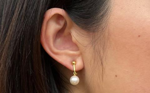 【G：イヤリング SV925（ゴールド）※ブラ】S085-325_天草産 8mm-8.5mm あこや真珠 ホワイトピンク 花珠級 スタッド パールピアス イヤリング G：イヤリング SV925（ゴールド）※ブラ