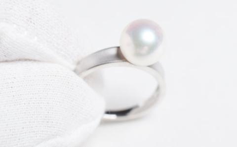 S085-348_天草産 プラチナ パール リング あこや真珠 ピンク　13号 13号
