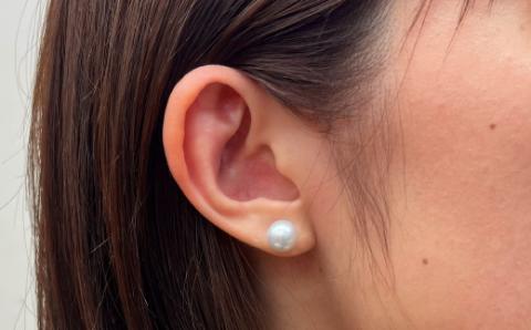 S085-360_8mm - 8.5mm あこや真珠 スタッドピアス ナチュラル【B：ピアス K14WG（ホワイトゴールド）】 B：ピアス K14WG（ホワイトゴールド）