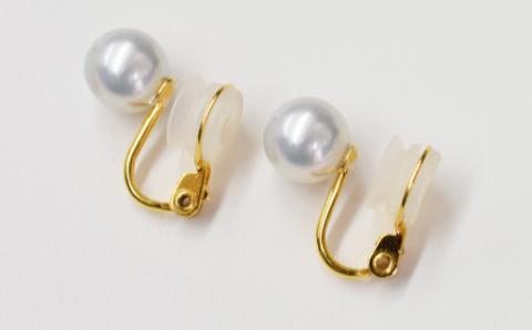 S085-363_8mm - 8.5mm あこや真珠 スタッドイヤリング ナチュラル【E：イヤリング SV925（ゴールド）※直結】 E：イヤリング SV925（ゴールド）※直結