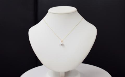 S085-368_8.5mm - 9mm ネックレス あこや 真珠 ナチュラル 1粒 ネックレス ペンダント K18 珍珠【K18YG】 K18YG