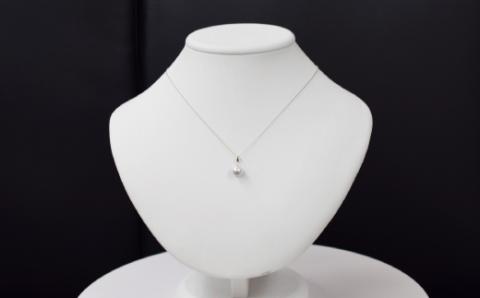 S085-369_8.5mm - 9mm ネックレス あこや 真珠 ナチュラル 1粒 ネックレス ペンダント K18 珍珠【K18WG】 K18WG