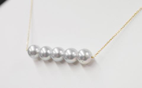 S101-221_天草産 8-9mm あこや真珠 パールネックレス ペンダント シルバー 5連