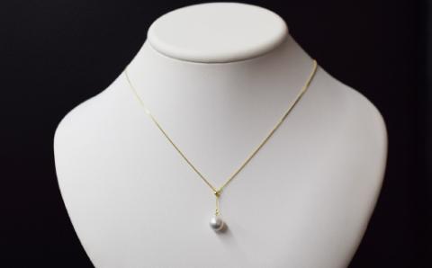 S101-258_天草産 9mm - 9.5mm Yスタイル ネックレス あこや真珠 ナチュラル ベネチアン K18 Pt850 真多麻級