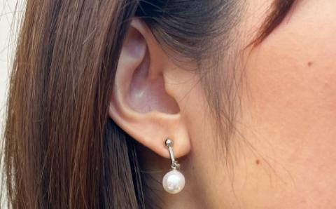 【H：イヤリング SV925（シルバー）※ブラタイプ】S101-301_天草産 9mm - 9.5mm あこや真珠 ホワイトピンク 花珠級 スタッド パール H：イヤリング SV925（シルバー）※ブラタイプ