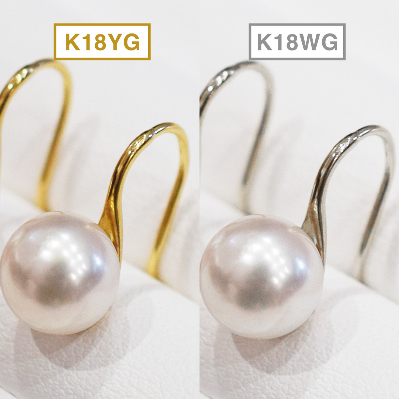 S085-483_あこや真珠 天草 ピアス フック ヒール K18  8mm - 8.5mm ホワイトピンク 真珠