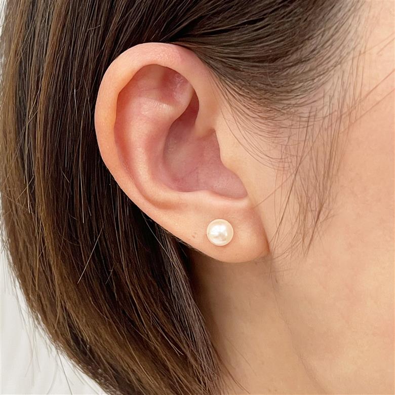 S085-571_あこや真珠 天草 ピアス 6mm - 6.5mm ホワイトピンク 真珠