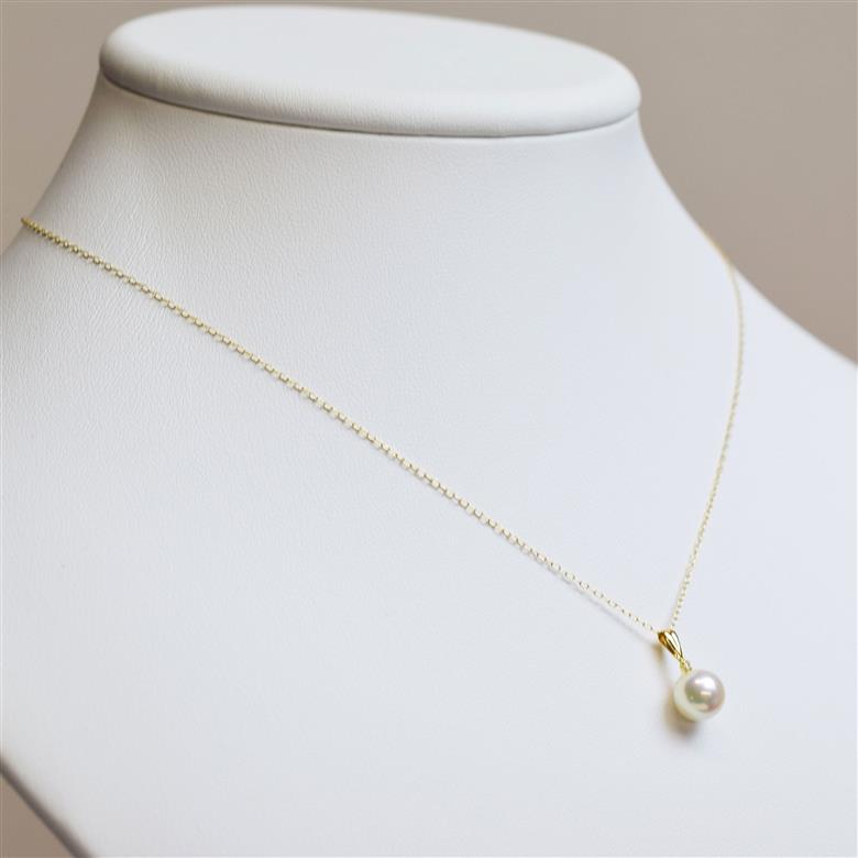 S101-435_あこや真珠 天草 ペンダント ネックレス ダイヤモンド 8mm - 8.5mm ホワイトピンク