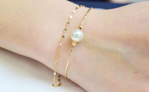 S085-107_天草産 8-8.5mm あこや真珠 パール ブレスレット ホワイトピンク