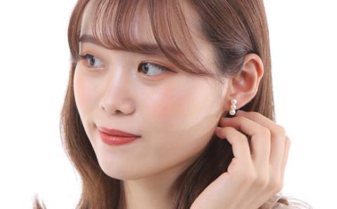 S085-234_あこや真珠 パール 3連 ピンク ピアス 5.5mm ～ 6mm 両耳 ベビー